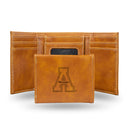 NCAA Appalachian State Mountaineers Laser Engraved Brown Tri-Fold Wallet - Men's Accessory By Rico Industries