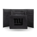 NFL New York Giants Laser Engraved Black Tri-Fold Wallet - Men's Accessory By Rico Industries