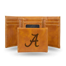 NCAA Alabama Crimson Tide Laser Engraved Brown Tri-Fold Wallet - Men's Accessory By Rico Industries