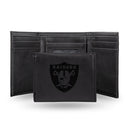 NFL Las Vegas Raiders Laser Engraved Black Tri-Fold Wallet - Men's Accessory By Rico Industries