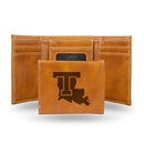 NCAA Louisiana Tech Bulldogs Laser Engraved Brown Tri-Fold Wallet - Men's Accessory By Rico Industries