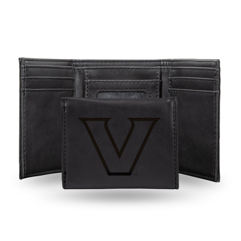 Vanderbilt Laser Engraved Black Trifold Wallet