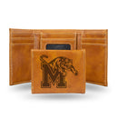 Memphis Tigers Laser Engraved Trifold Wallet - Brown