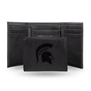 NCAA Michigan State Spartans Laser Engraved Black Tri-Fold Wallet - Men's Accessory By Rico Industries