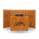 Western Michigan Broncos Laser Engraved Trifold Wallet - Brown