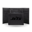 New York Jets Laser Engraved Black Tri-Fold Wallet