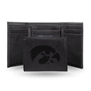 NCAA Iowa Hawkeyes Laser Engraved Black Tri-Fold Wallet - Men's Accessory By Rico Industries