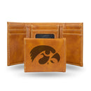 NCAA Iowa Hawkeyes Laser Engraved Brown Tri-Fold Wallet - Men's Accessory By Rico Industries