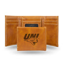 NCAA Northern Iowa Panthers Laser Engraved Brown Tri-Fold Wallet - Men's Accessory By Rico Industries