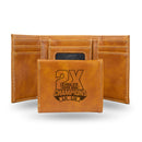 Philadelphia Eagles 2 Time Super Bowl Champions Brown Laser Engraved Trifold Wallet