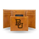 NCAA Baylor Bears Laser Engraved Brown Tri-Fold Wallet - Men's Accessory By Rico Industries