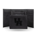 NCAA Houston Cougars Laser Engraved Black Tri-Fold Wallet - Men's Accessory By Rico Industries