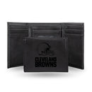 Cleveland Browns Laser Engraved Trifold Wallet - Black