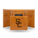 NCAA Southern California Trojans Laser Engraved Brown Tri-Fold Wallet - Men's Accessory By Rico Industries