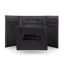 NFL Seattle Seahawks Laser Engraved Black Tri-Fold Wallet - Men's Accessory By Rico Industries