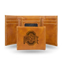 NCAA Ohio State Buckeyes Laser Engraved Brown Tri-Fold Wallet - Men's Accessory By Rico Industries