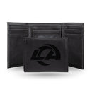 NFL Los Angeles Rams Laser Engraved Black Tri-Fold Wallet - Men's Accessory By Rico Industries