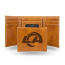 NFL Los Angeles Rams Laser Engraved Brown Tri-Fold Wallet - Men's Accessory By Rico Industries