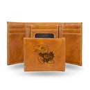 NCAA Kansas Jayhawks Laser Engraved Brown Tri-Fold Wallet - Men's Accessory By Rico Industries