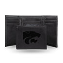 NCAA Kansas State Wildcats Laser Engraved Black Tri-Fold Wallet - Men's Accessory By Rico Industries