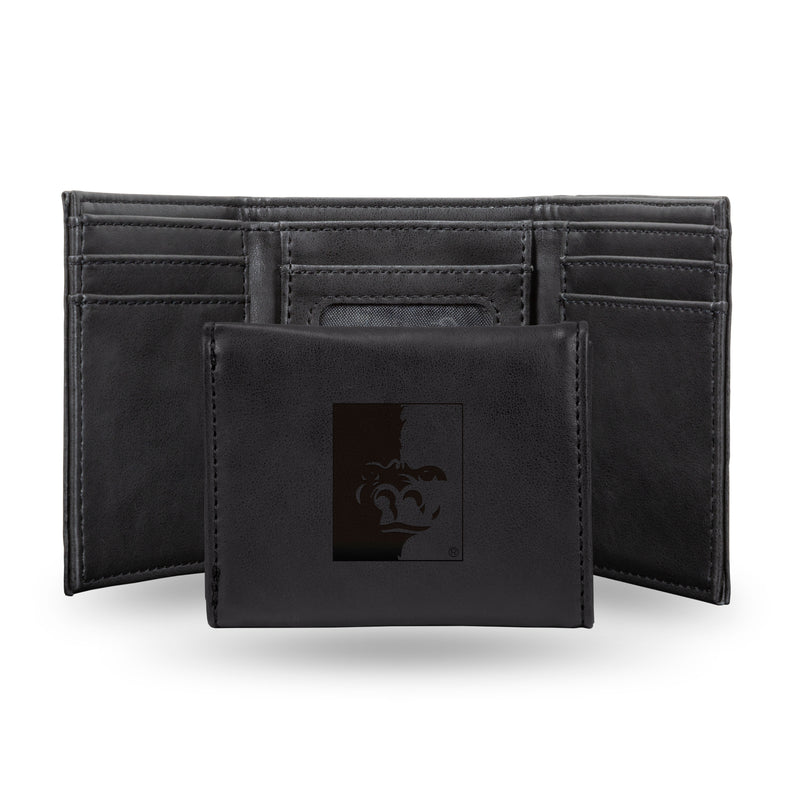 Pittsburg State Laser Engraved Black Trifold Wallet