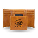 Maryland Terrapins Laser Engraved Trifold Wallet - Brown