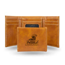 NCAA Norfolk State Spartans Laser Engraved Brown Tri-Fold Wallet - Men's Accessory By Rico Industries