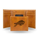 NFL Buffalo Bills Laser Engraved Brown Tri-Fold Wallet - Men's Accessory By Rico Industries