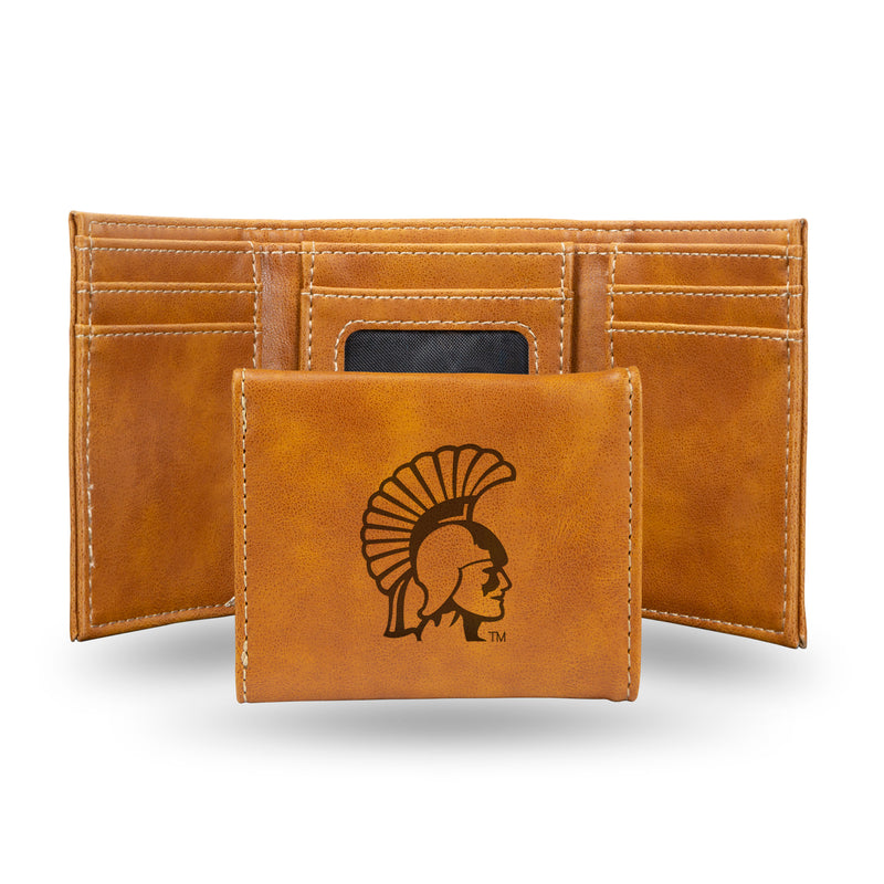 NCAA Winona State Warriors Laser Engraved Brown Tri-Fold Wallet - Men's Accessory By Rico Industries