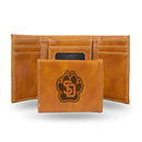 NCAA South Dakota Coyotes Laser Engraved Brown Tri-Fold Wallet - Men's Accessory By Rico Industries