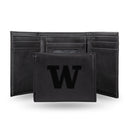 NCAA Washington Huskies Laser Engraved Black Tri-Fold Wallet - Men's Accessory By Rico Industries