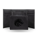 NCAA Boise State Broncos Laser Engraved Black Tri-Fold Wallet - Men's Accessory By Rico Industries