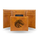NCAA Boise State Broncos Laser Engraved Brown Tri-Fold Wallet - Men's Accessory By Rico Industries
