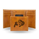 NCAA Colorado Buffaloes Laser Engraved Brown Tri-Fold Wallet - Men's Accessory By Rico Industries