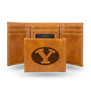 NCAA BYU Cougars Laser Engraved Brown Tri-Fold Wallet - Men's Accessory By Rico Industries