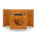 NCAA Oregon State Beavers Laser Engraved Brown Tri-Fold Wallet - Men's Accessory By Rico Industries