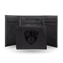 NBA Brooklyn Nets Laser Engraved Black Tri-Fold Wallet - Men's Accessory By Rico Industries