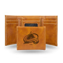NHL Colorado Avalanche Laser Engraved Brown Tri-Fold Wallet - Men's Accessory By Rico Industries