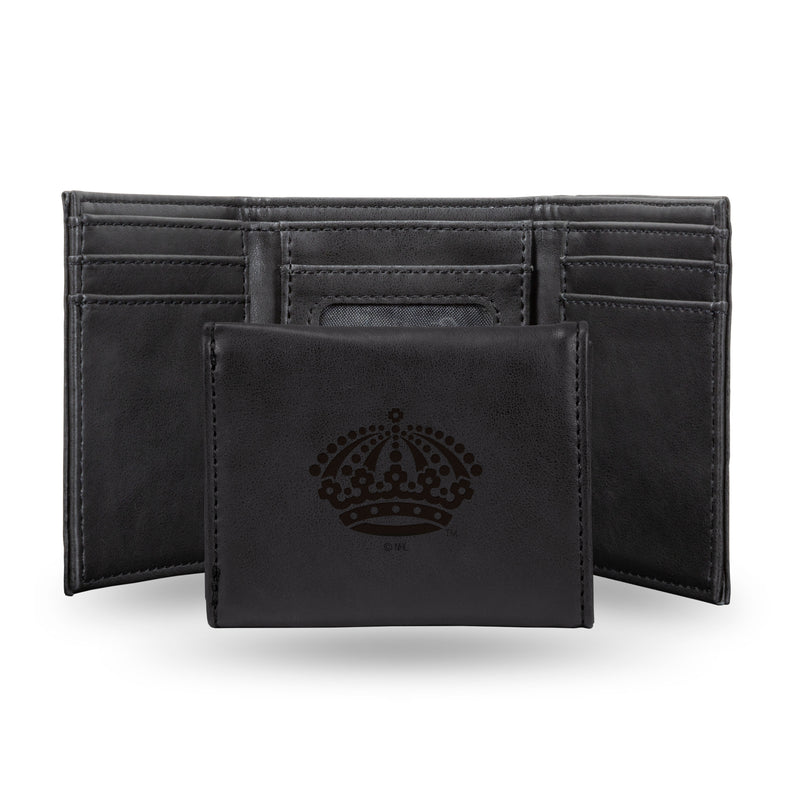 LA Kings Laser Engraved Black Tri-Fold Wallet
