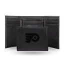 NHL Philadelphia Flyers Laser Engraved Black Tri-Fold Wallet - Men's Accessory By Rico Industries
