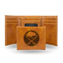 Buffalo Sabres Laser Engraved Trifold Wallet - Brown