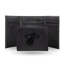NBA Miami Heat Laser Engraved Black Tri-Fold Wallet - Men's Accessory By Rico Industries