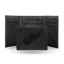 NHL Detroit Red Wings Laser Engraved Black Tri-Fold Wallet - Men's Accessory By Rico Industries