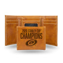 Carolina Hurricanes 2026 Stanley Cup Champions Brown Laser Engraved Trifold Wallet