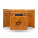 NHL Dallas Stars Laser Engraved Brown Tri-Fold Wallet - Men's Accessory By Rico Industries