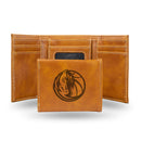 NBA Dallas Mavericks Laser Engraved Brown Tri-Fold Wallet - Men's Accessory By Rico Industries