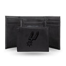 NBA San Antonio Spurs Laser Engraved Black Tri-Fold Wallet - Men's Accessory By Rico Industries
