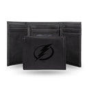 NHL Tampa Bay Lightning Laser Engraved Black Tri-Fold Wallet - Men's Accessory By Rico Industries