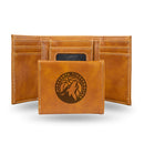 NBA Minnesota Timberwolves Laser Engraved Brown Tri-Fold Wallet - Men's Accessory By Rico Industries