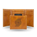 NBA Portland Trail Blazers Laser Engraved Brown Tri-Fold Wallet - Men's Accessory By Rico Industries